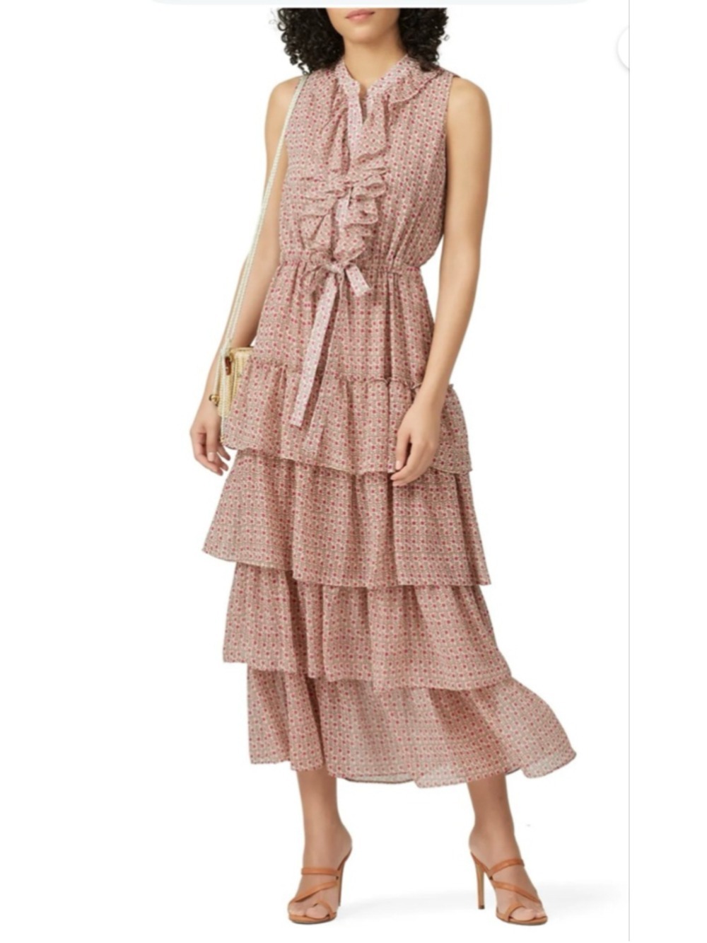 MISA Los Angeles Julez Floral Chiffon Tiered Ruffle Maxi Dress Medium - Picture 1 of 11